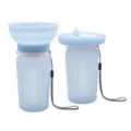 Bouteille d'eau pour chien en silicone portable, distributeur de voyage pliable avec sangle. - Bouche ronde pliable / Bleu