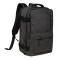 Dark grey canvas backpack for daily commute and outdoor travel with multi pocket design. - Black
