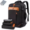 Wasserdichter Business Reise Rucksack mit Packtaschen und Schuhbeutel für Herren - Rucksack + 3 Organizer + Schuhtasche (8092) / Schwarz