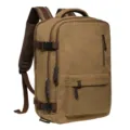 Brown canvas backpack, large capacity travel school bag, casual daypack for men and women - Khaki
