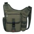 Tactical retro canvas crossbody bag for outdoor sports and multifunctional shoulder pack. - Army Green