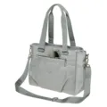 Grey nylon tote bag for women, stylish casual shoulder and crossbody bag with handles. - Light Gray