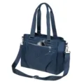 Dark blue nylon women handbag casual shoulder crossbody bag daily use travel tote with strap - Blue