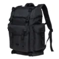 Black vintage canvas backpack large capacity casual daypack daily travel multi pocket - Heather Black