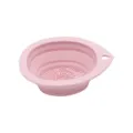 Pink silicone foldable makeup brush cleaning bowl for beauty blender sponge cosmetic tools. - Pink
