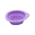 Purple silicone folding makeup brush cleaning bowl for easy cosmetic tool washing. - Purple
