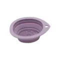 Collapsible silicone makeup brush cleaner bowl, portable cosmetic tool cleaning pad purple. - Dark Purple