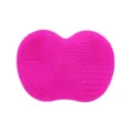 Pink silicone makeup brush cleaning mat with suction cup for easy and quick cosmetic brush wash. - Rose Red