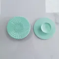 Silicone makeup brush cleaning pad with suction cup round cosmetic tool cleaner mat green color - Green