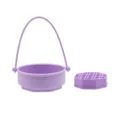 Purple silicone makeup brush cleaner bowl with drying rack, compact and durable tool. - Drying Basket And Storage Rack / Purple