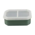 Rectangle 2-compartment silicone lunch box with clear lid for school office meal prep. - Grass Green