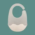 Silicone baby bib, ultra-thin waterproof feeding bib with cute cartoon pocket and adjustable buttons. - Jelly Color - Pink