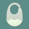 Ultra-thin silicone baby bib waterproof infant feeding crumb catcher with cute dinosaur design - Jelly Color Green