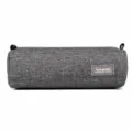 Grey canvas pencil case for students and girls, casual minimalist cylindrical stationery pouch. - Dark Gray