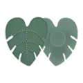 Leaf-shaped silicone makeup brush cleaning mat with suction cup for easy daily use and care. - Green
