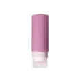 Draagbare siliconen reisknijpfles, roze geribbelde navulbare lotioncontainer. - Roze 90 ml