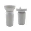 Bouteille d'eau pour animal en silicone, gourde pliable chien voyage en gris et blanc. - Bouche ronde pliable / Gris