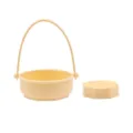 Silicone makeup brush cleaner bowl with handle and scrubber pad, pale yellow color. - Drying Basket And Storage Rack / Yellow