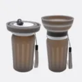 Bouteille d'eau en silicone pour animal, gourde de voyage pliable pour chien en promenade. - Bouche ronde pliable / Gris foncé