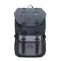 Durable canvas backpack for outdoor travel, casual school bookbag with dual straps - Black and Gray