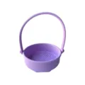 Purple silicone makeup brush cleaner bowl with handle for cosmetic sponge washing and drying. - Washing And Drying Basket / Purple