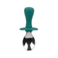 Green baby training spoon with silicone handle and stainless steel head, ideal for toddler meals. - Spoon / Dark Green