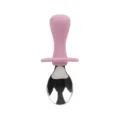Baby silicone training spoon with stainless steel head and anti-choking guard pink color. - Spoon / Pink