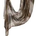 Lightweight cotton linen long scarf shawl with abstract digital print, elegant drape for women. - YW602-1#
