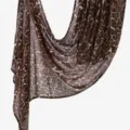 Detailed view of women's digital printed cotton-linen long scarf shawl with abstract pattern. - YW627-01