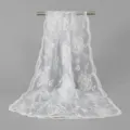 White floral embroidered lace sheer scarf, elegant pastoral style nylon shawl for women. - White