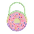 Süße Silikon Donut Geldbörse und Handtasche für Kinder, bunte Mode Umhängetasche mit Perlenhenkel. - Grün Gelb Violett