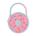 Süße Silikon Münztasche in Donut-Form mit Perlenhenkel und Pastell-Farbverlauf für Kinder. - Blau Camouflage