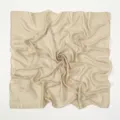 Detail view of the elegant vintage paisley square scarf, soft fabric texture and fine jacquard. - Khaki / 100-135CM