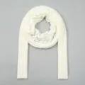 Detailed view of the white hollow-out knit sleeved shawl, perfect for autumn and winter. - 2# White