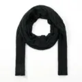 Black knitted hollow out sleeve scarf detail shot showcasing fine texture and unique design. - 1# Black
