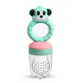 Silicone baby fresh food feeder, infant fruit teether pacifier with cute green monkey handle. - Monkey Style - Cyan