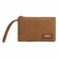 Casual canvas coin purse with wrist strap, simple vintage style mobile phone bag khaki. - Khaki
