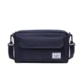 Men's Navy Blue Crossbody Shoulder Bag Casual Daily Travel Small Messenger Bag with Front Pocket - Black