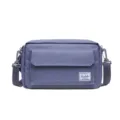 Men's canvas shoulder bag casual crossbody messenger bag with front pocket and adjustable strap. - Gray