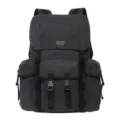 Multifunctional canvas backpack with large capacity, durable outdoor travel daypack. - Black
