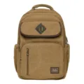 Retro canvas casual backpack for men and women, stylish travel school bag with multi pockets. - Dark Khaki