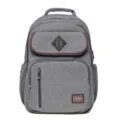 Vintage grey canvas backpack casual unisex school daypack suitable for travel and daily use. - Gray