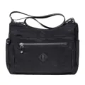 Black Nylon Crossbody Bag Casual Daily Shoulder Bag Minimalist Style Women Handbag - Black