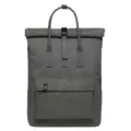 Grey canvas roll-top backpack large capacity school travel casual daypack daily use - Gray