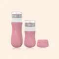 Ensemble de bouteilles distributeur en silicone voyage rose pour récipients de lotion - Nouveau style rose, ensemble de 3 pièces