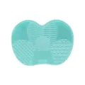 Silicone makeup brush cleaning mat with multiple textured areas for daily brush cleaning. - Mint Green