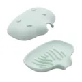 Portasapone in silicone verde chiaro con design di drenaggio per il bagno e la doccia. - verde-grigio