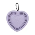 Gamelle de voyage pliable en silicone violet en forme de cœur avec mousqueton chien - Style Cœur avec Mousqueton / Violet