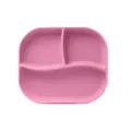 Assiette compartimentée en silicone rose pour bébé, plat à ventouse de qualité alimentaire. - Rose