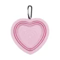 Gamelle de voyage pour animaux pli en silicone rose en cœur avec mousqueton pour l'extérieur. - Style Cœur avec Mousqueton / Rose